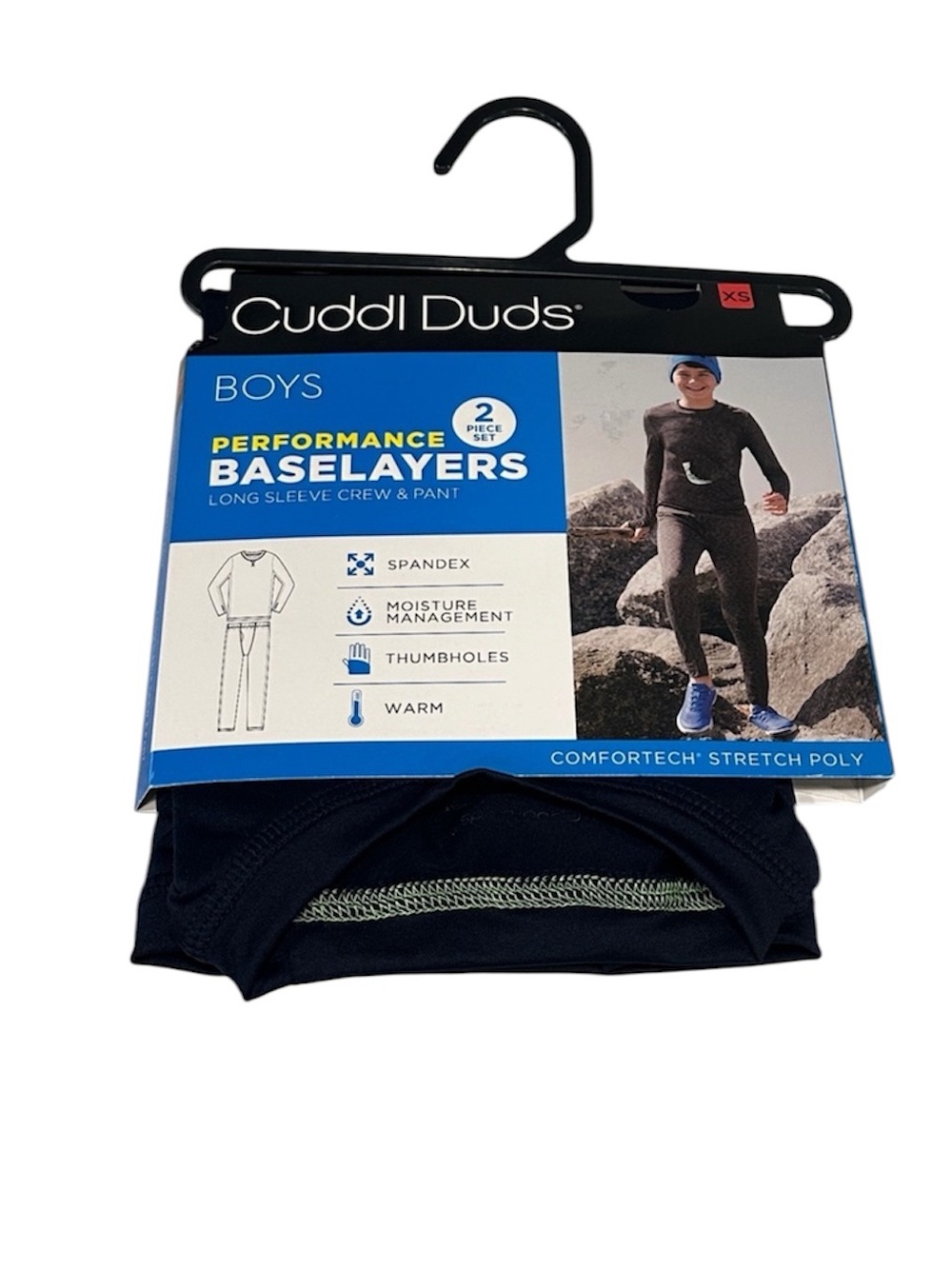 Cuddl Duds Boys Base Layer Set XS Navy 2 Pc NEW Comfort Stretch